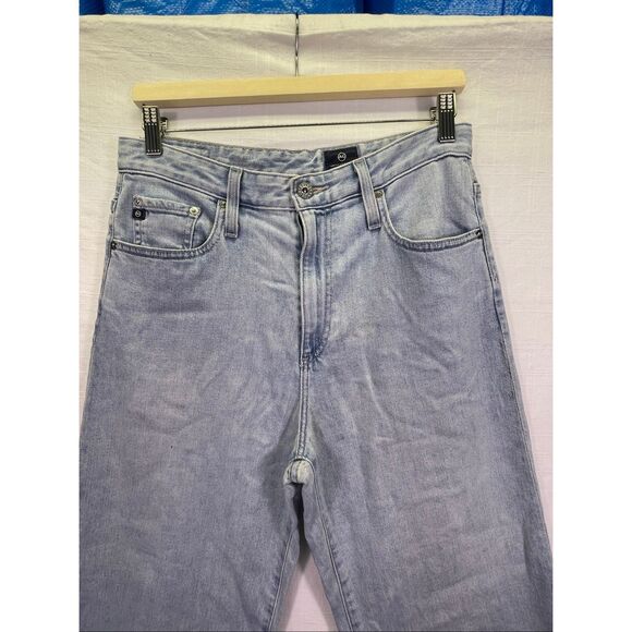 Adriano Goldschmied Raw Hem Wide Leg Crop Jeans Blue Denim Light Wash Size 29R - Picture 2 of 13